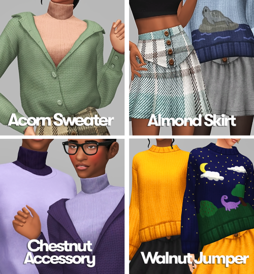 saurusness: saurusness:Nuts Set by Saurus A cozy set of sweaters and skirts for those slightly chill