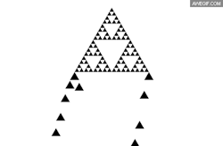 you-dot-gif:  Sierpinski triangle falling to infinity (source) 