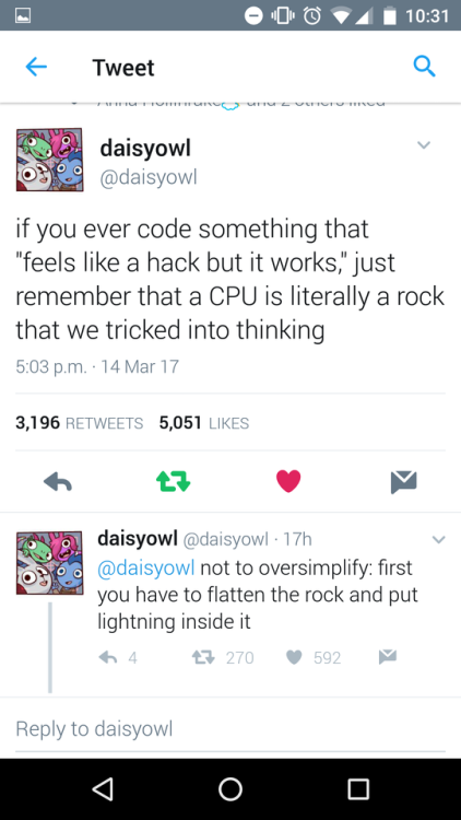 commentsense888:If you ever code something that “feels like a hack but it works” by CharlesEllery ht