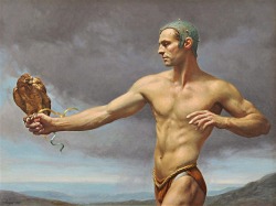 hadrian6:The Falconer. 1998. Michael Aviano. American b. 1927. oil/canvas.                     http://hadrian6.tumblr.com