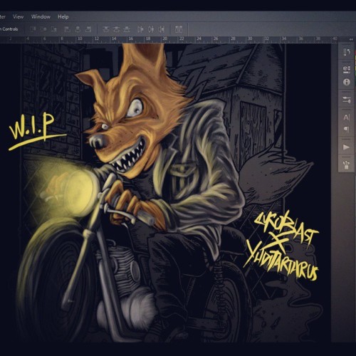 W.I.P. Sketch by @yuditartarusart and now I paint it digitally. #artwork #art #artist #sketch #coloring #painting #drawing #bike #motorcycle #motorwolf #biker #hondacb #custom #design #artforbrand #artistgallery #gallery #darkart #collaboration (at...