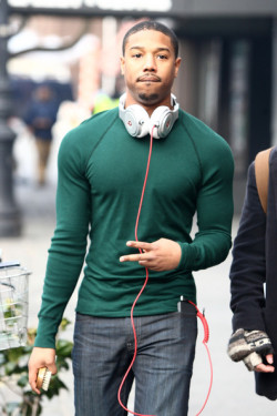 luvphattazz:  dominicanblackboy:  A sexy moment wit my dude Michael B. and his new gorgeous beefy body for his role in Sylvester Stallone new movie!😍  That man there… Dammit man