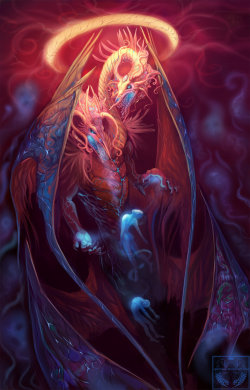 artsfantasia:  Death Angel by Oksana “Neboveria” The dragon who eats the soul of the dead. (A World of Fantasy) 