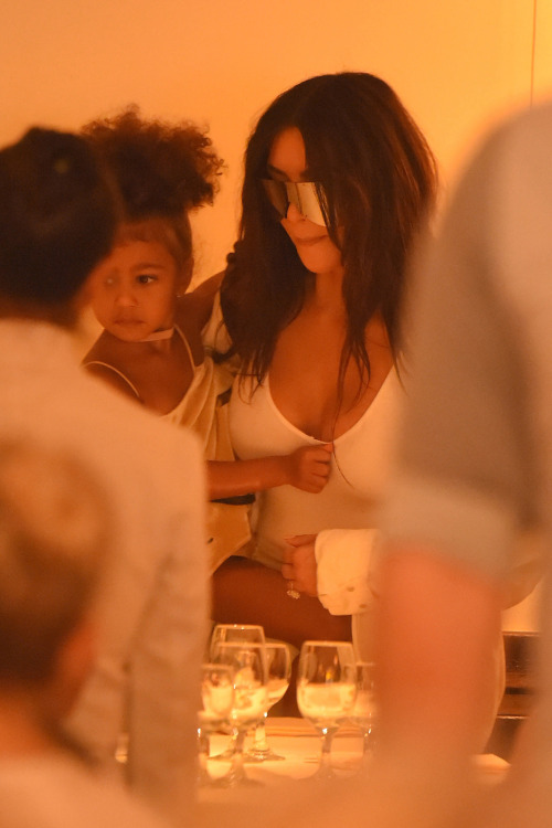 celebritiesofcolor:Kim Kardashian and North West at Cipriani Restaurant in NYC