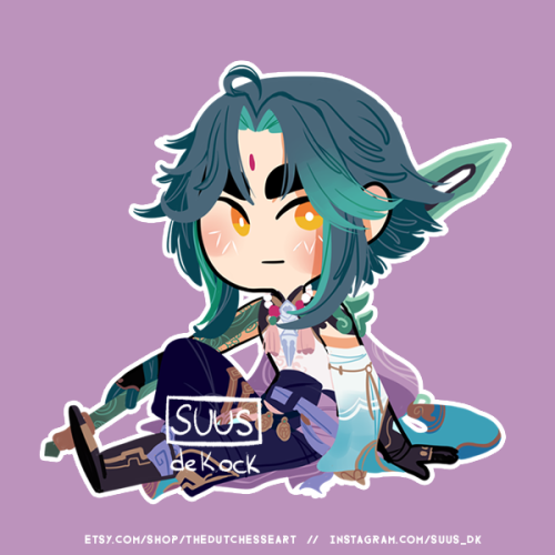 Last of the Genshin Impct chibi stickers! Maybe posting chill will bring Xiao to me ;A;You can find 