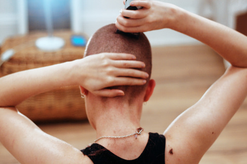 liqxr: I shaved my head for an art project - my sister took photos of me shaving my head for her art project to discuss coping mechanisms of mental illness and the concept of femininity, it’s always been somewhat of a personal ritual to shave my head