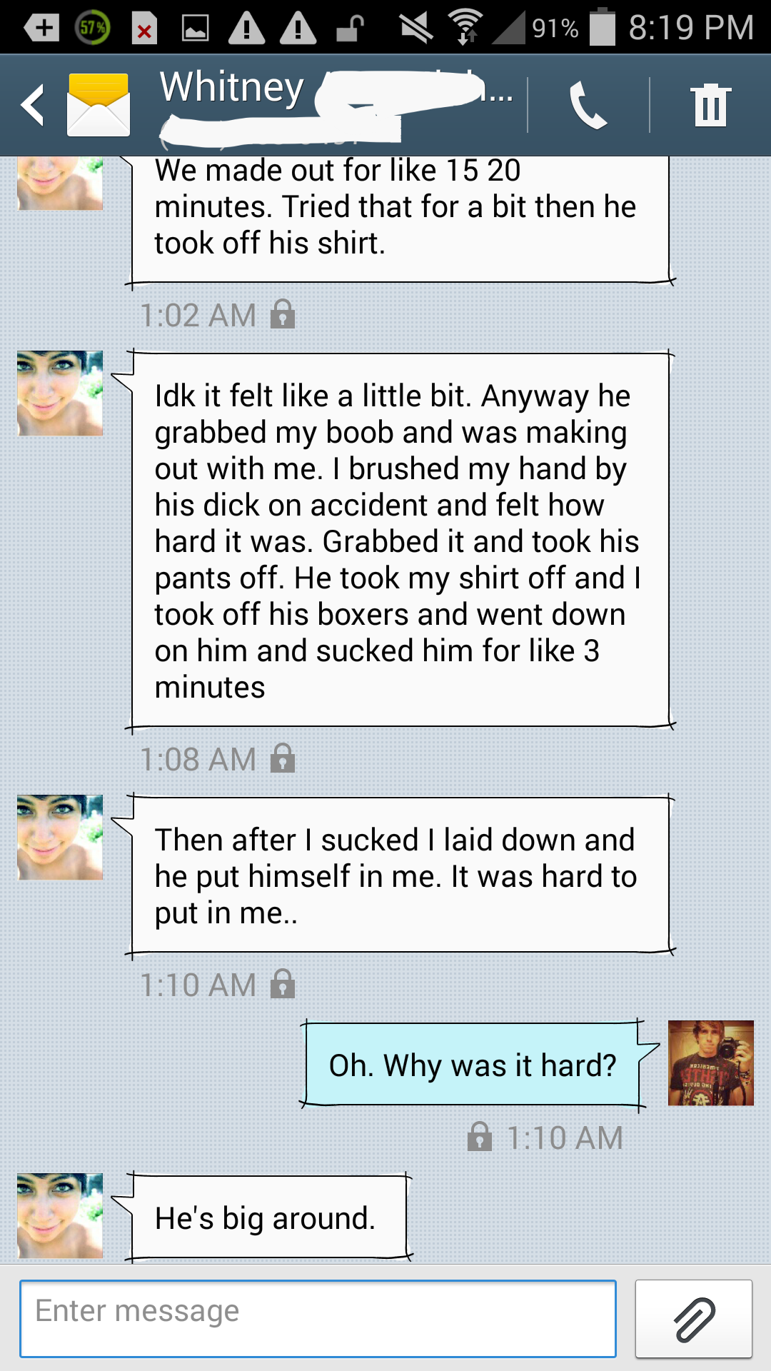 badgirlfriend25:  Text messages with details from the night 