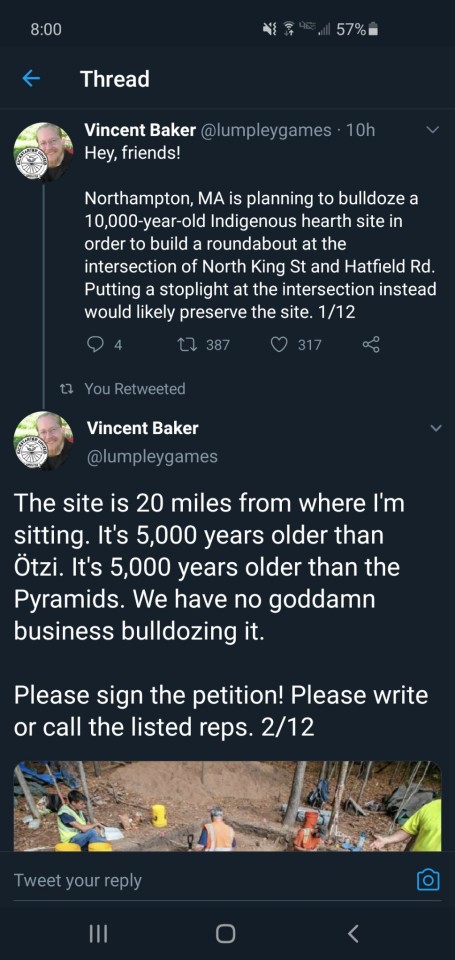 tora42: justawholebunchofcows:  here is the petition: https://sign.moveon.org/petitions/preserve-the-10-000-year-old-undisturbed-ancient-village-in-northampton-ma Do Not Destroy the 10,000 Year Old Ancient Village in Northampton, MA here is the twitter