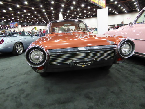 fromcruise-instoconcours:  One of my favorite sections of the Detroit Autorama featured a number of concept cars from days gone by. This particular car is one of my favorits ever built, and one I never thought I’d see in person. It’s a 1963 Chrysler