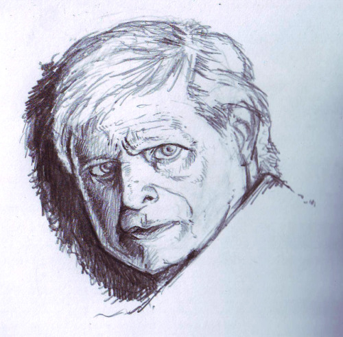 I never do anything when a famous person dies, but this time I made a quick sketch as a tribute to H