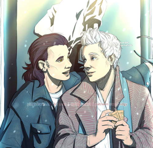 leilakalomi: pidgydraws:  pidgydraws:  Crowley and Aziraphale outside the cinema, February 1984 (bes
