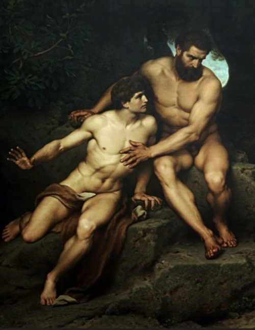 ganymedesrocks: newloverofbeauty: Hermann Julius Schlösser: Prometheus and Epimetheus. (1878). Detail   Hermann Julius Schlösser (1832 - 1894)   