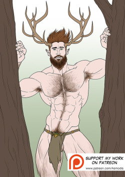 art-of-asmodis:   The linework with basecolor of the secon reward for November is done. I  hope you like my hairy and bearded Deer Hunk. The picset will include a  naked and an errect version of him. Support me in November and get the artwork as soon