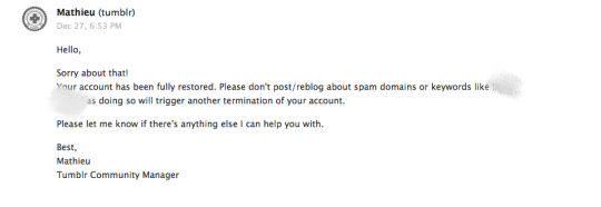 Do Not Post or Reblog Blacklists with Spam Urls