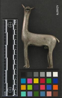 smithsonian:What color is this llama? (It’s silver)When digitizing our artifacts, photographers use this multicolored grid to make sure the color is calibrated correctly so there’s  never any debate.You can follow our digitization team on Twitter and