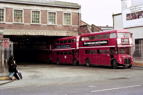 Norwood Bus Garage, London, 1975 (by David Rostance)