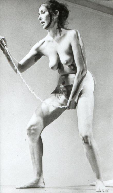 Vagina centered performance art from 1975 http://en.wikipedia.org/wiki/Carolee_Schneemann