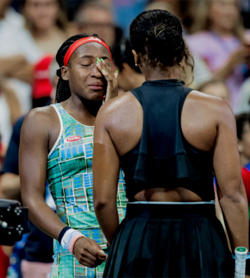 Naomi Osaka comforts Coco Gauff after defeating her in the US Open. “It was kind of instinctiv