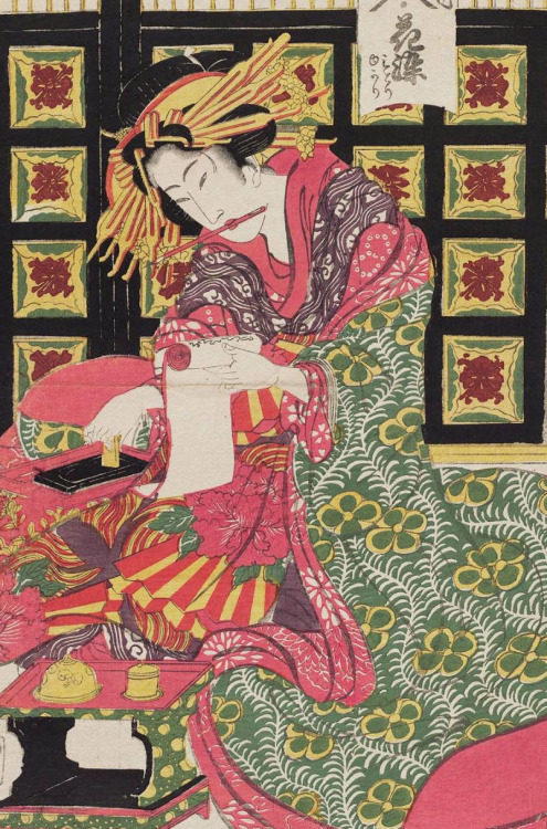 Hanazome of the Ogiya. Ukiyo-e woodblock print, about 1840’s, Japan, by artist Kikugawa Eizan.