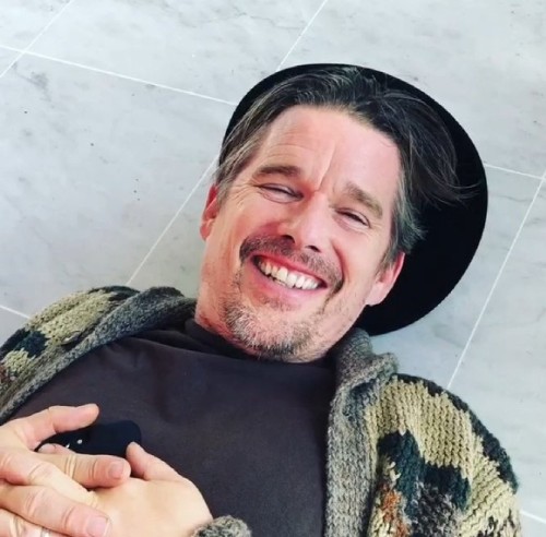 obsessedwithethanhawke:Ethan Hawke on the set of The Truth (2019).
