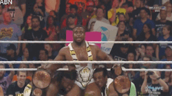 awesomebutternuggets:  WWE RAW - August 24 2015The Dudley Boyz Congratulate The New Day on their Win   The way Xavier reacted and his enthusiasm to take the bumps makes me think he’s a Dudley Boyz fan. lol
