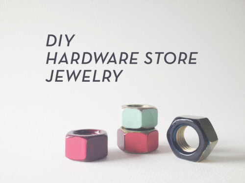 DIY Hex Nut Rings and Other Hardware Store Jewelry Tutorials from Design Crush here. There is other 