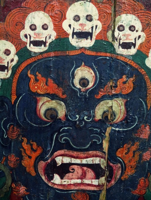 signorformica:Detail of a blue Mahakala face painted on a tantric cabinet. Tibet ~ 18th century. L.A