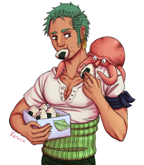 kuravix:AU where Zoro’s octopus friend didn’t die but instead became Zoro’s pet companion.