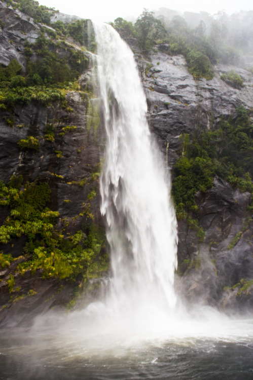 Permanent waterfall at Milford Sound.Milford Sound, Fiordland, South Island, New Zealand