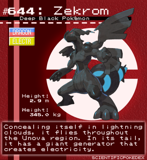 scientificpokedex: Requested by @aeronoctisZekrom is the fifth generation legendary pokémon who stan