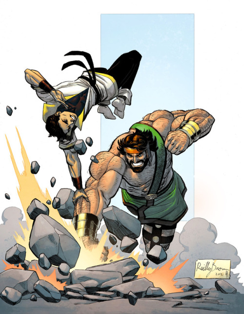 Karate Kid vs Hercules colour commission (and its an oldie). Lines from Reilly Brown, with colours f