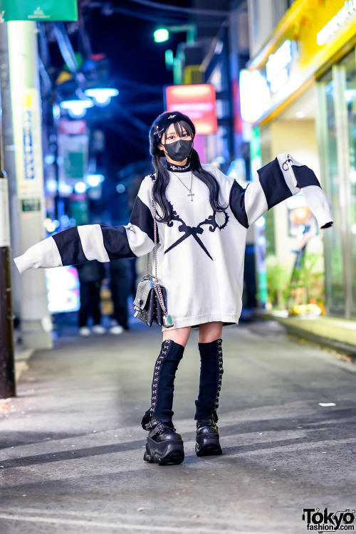 tokyo-fashion: Japanese fashion designer and style icon Colomo on the street in Harajuku wearing an 