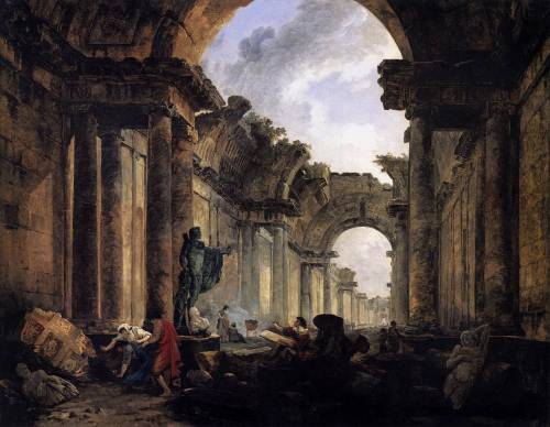 Imaginary View of the Grande Galerie of the Louvre in Ruins, Hubert Robert, 1796