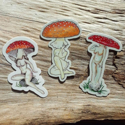 Sexy Amanita Mushroom Stickers //PrairieLaneArtDesign