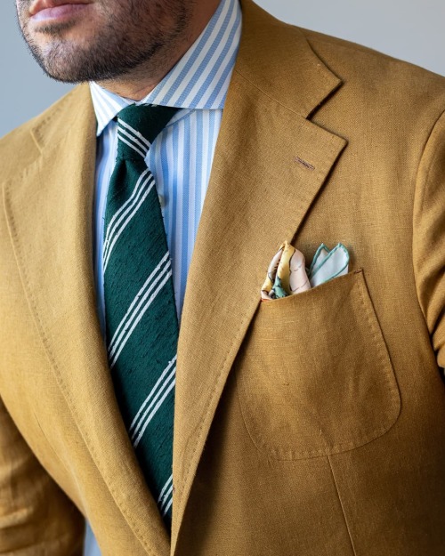 kentwang:Our dear friend Armando in a lovely combination of a cigar sportcoat, stripe shirt, shantun