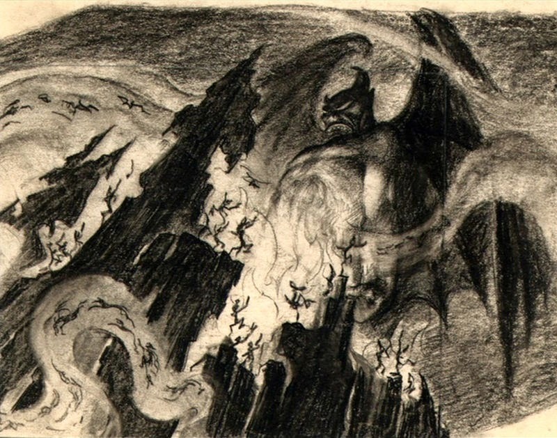 the-disney-elite:  Stunning storyboards for the Night on Bald Mountain sequence from