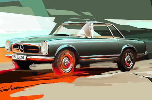 Beautiful Mercedes-Benz W113 230SL by Rodrigo Castaman. What are your thoughts on this work?