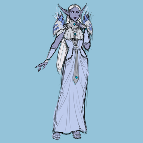 Some more WoW sketches! Aendy’s casual attire, my nightborne Lyrainna, and voidwing Bellasera!