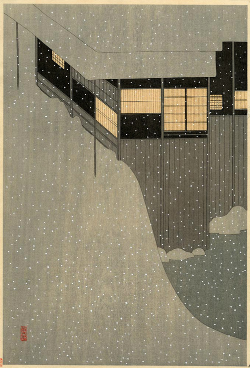yama-bato:Komura Settaiyajifun:日本橋の情景「雪の朝」　小村雪岱　1941年