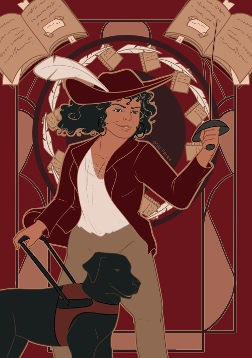 ogrefairydoodles:CripplePunk commission for Day of herself, the blind swordswoman pirate.[ID: a digi