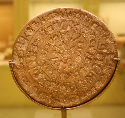 fyeah-history: The Phaistos DiscThe Phaistos Disc (also spelled Phaistos Disk, Phaestos Disc) is a d