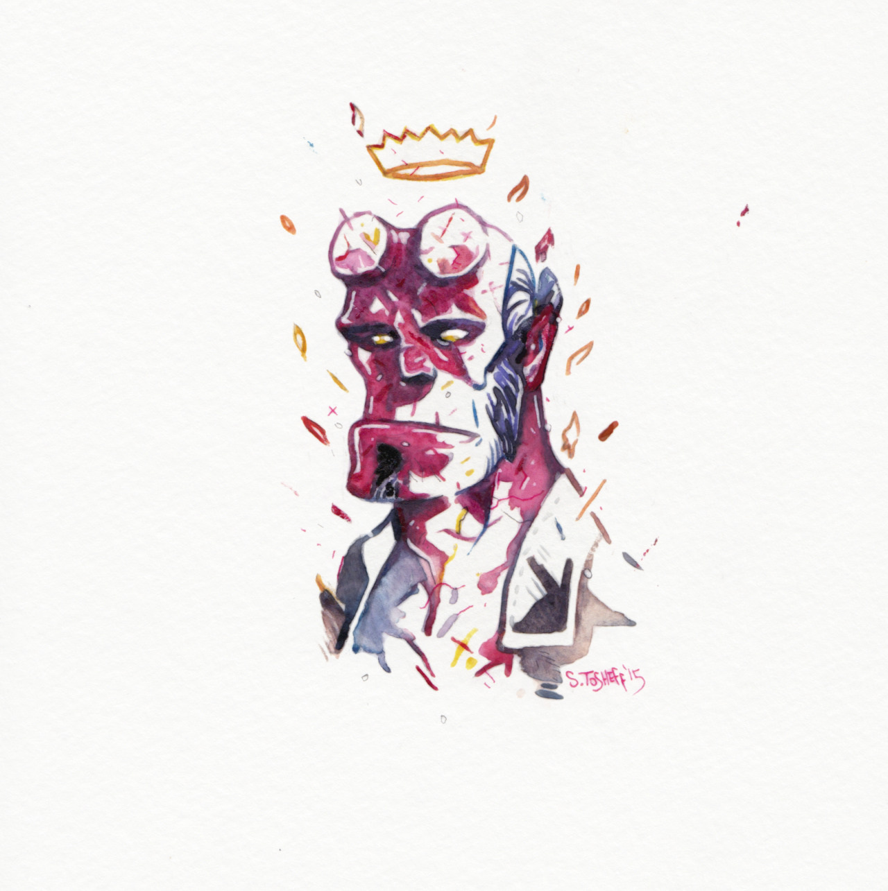 stefantosheff:  HELLBOY6x6 watercolourOrder watercolour commissions herehttp://stefantosheff.bigcartel.com/product/water-colour-illustration