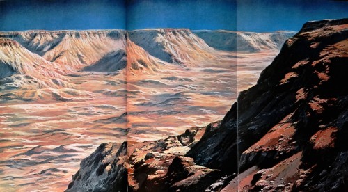 70sscifiart:“Mars’ Great Rift,” by Ludek Pesek for National Geographic’s Feb 1973 issue