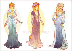 silensy:  dreams-of-a-disney-wonderland:  Disney Girls Art Nouveau  I want Mulan’s dress.