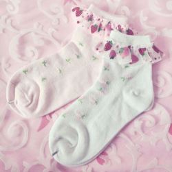 coquettefashion:  Cute SocksStrawberry Trim SocksLace Trim Bow