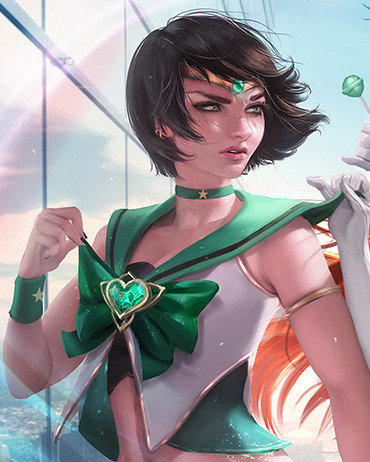 sakimichan:   fighting evil by day light PowerPuff girls and Sailormoon .Bubbles,