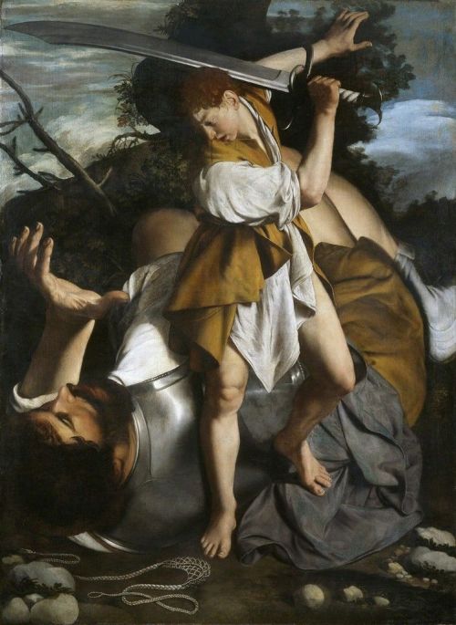 artschoolglasses:David and Goliath, Orazio Gentileschi, 1605-08