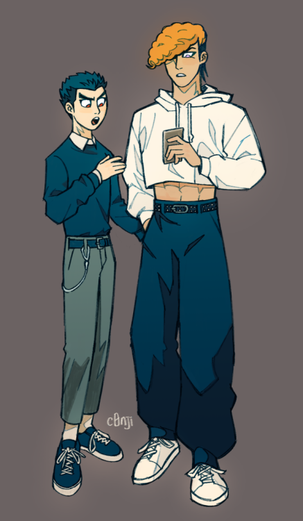 Casual(Yes, they are holding hands in Mondo’s pocket)