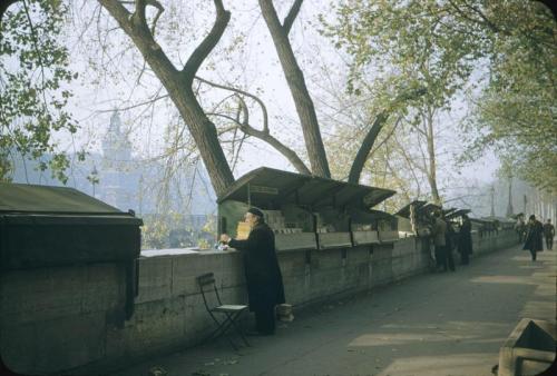 poboh: Bouquinistes sur le quai de l'Hôtel-de-Ville, Paris, Marcel Bovis. French (1904 - 1997)