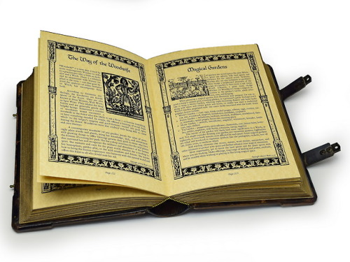 alexlibris-bookart:The large leather bound Alchemy book printed on heavy parchment paper. Leather bo